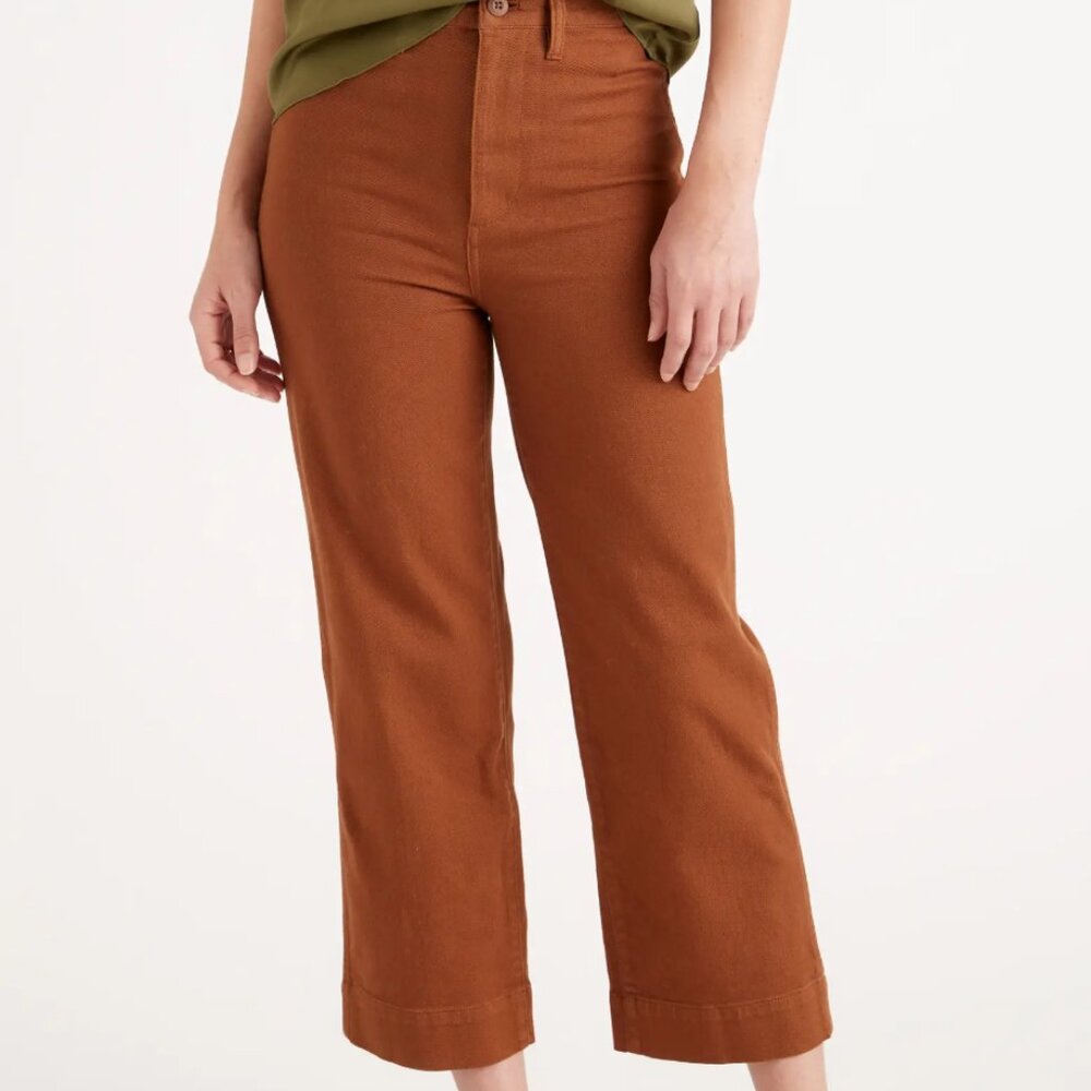 Quince Rust Organic Cotton Wide Leg Crop Pants 28